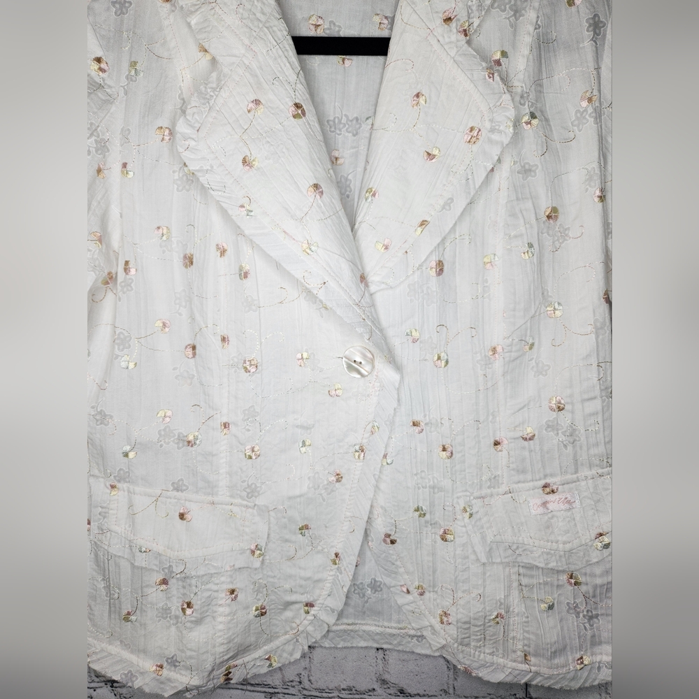 Cowgirl Up Cotton Western Embroidered 3/4 Sleeve Lightweight Blazer Jacket Sz M‎ - Picture 3 of 7